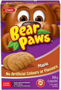 Dare Bear Paws Maple 6 Pouches 2 cookies each 240g (Best By Mar 2025)