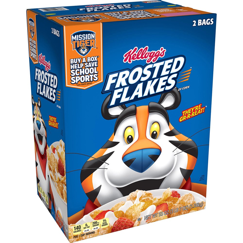 Kelloggs Frosted Flakes 2 Bags 55oz/1.56kg