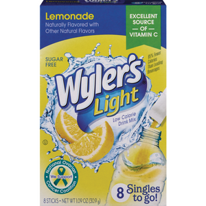 Wylers Light Singles to go Lemonade SF 8pk STG 1.09oz/30.9g