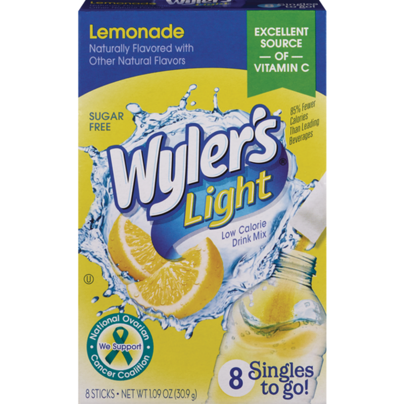 Wylers Light Singles to go Lemonade SF 8pk STG 1.09oz/30.9g