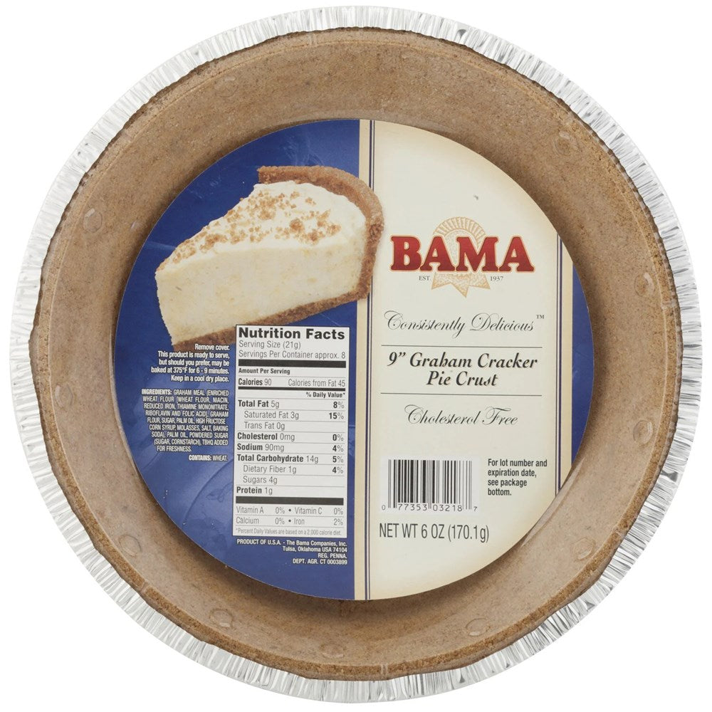 Bama 9-in. Graham Cracker Pie Crust 6oz/170g Best By Jun 25