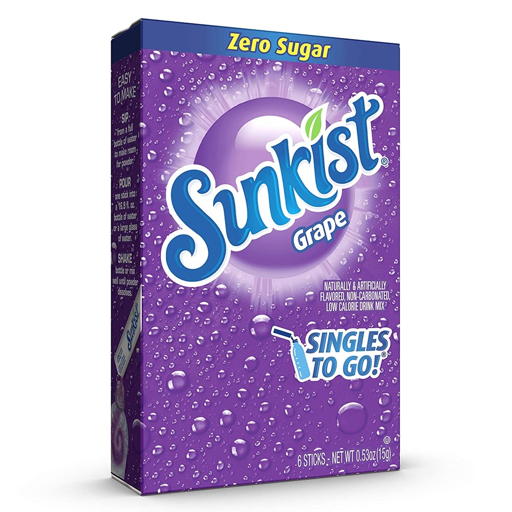 Sunkist Grape Singles to Go 6pk STG 0.53oz/15g