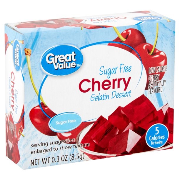 Great Value Sugar Free Cherry Gelatin .3oz/8.5g