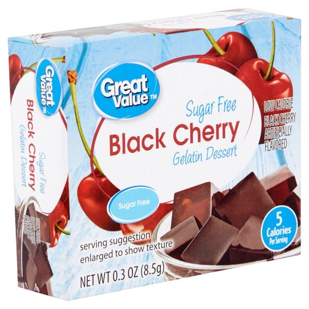 Great Value Sugar Free Black Cherry Gelatin .3oz/8.5g