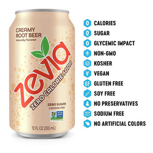 Zevia Zero Calorie Soda Creamy Root Beer 12floz/355ml