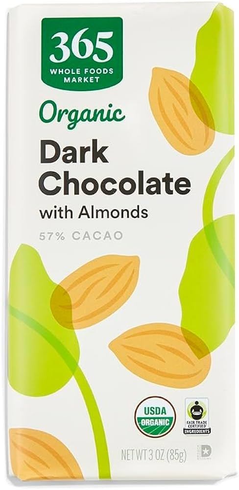 365 Whole Food Market Organic Dark Chocolate with Almonds (Best By Oct 2024)