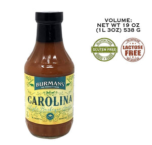 Burmans BBQ Sauce Carolina Style - Light & Tangy 19oz/538g