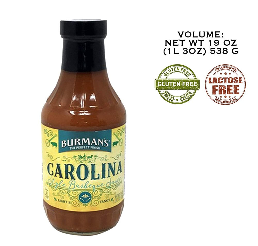 Burmans BBQ Sauce Carolina Style - Light & Tangy 19oz/538g