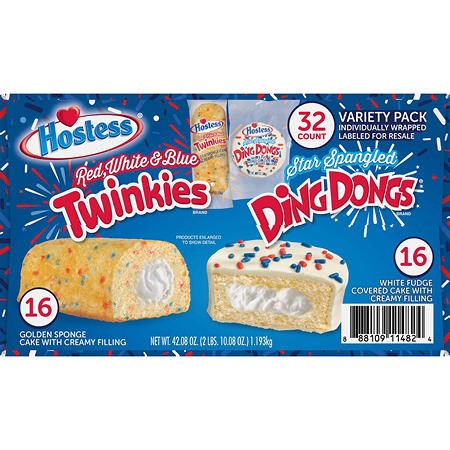 Hostess Twinkies & Ding Dong Star Spangled RWB 32pk